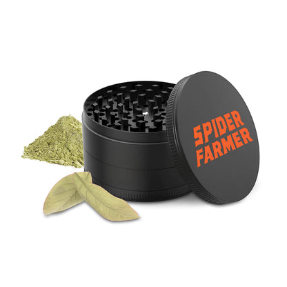 Spider Farmer Spice &amp; Herb Grinder – Hochwertiger Kräutermühle mit scharfem Edelstahl-Messer und 4 Teilen für effizientes Zerkleinern