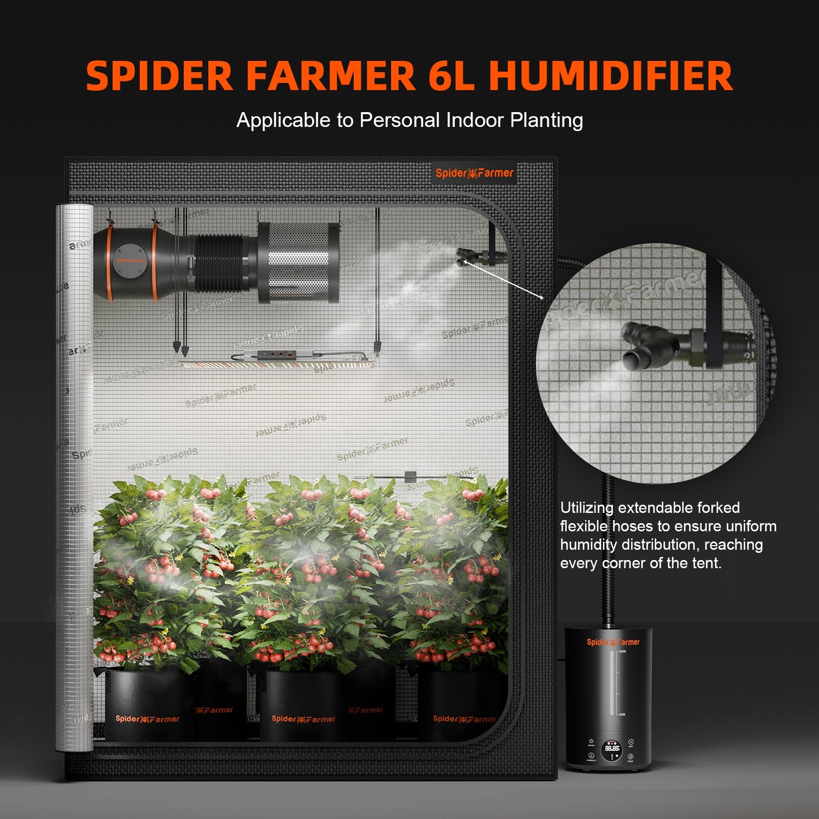 Spider Farmer 6L Cool Mist Humidifier – Effizienter Luftbefeuchter für optimales Pflanzenwachstum